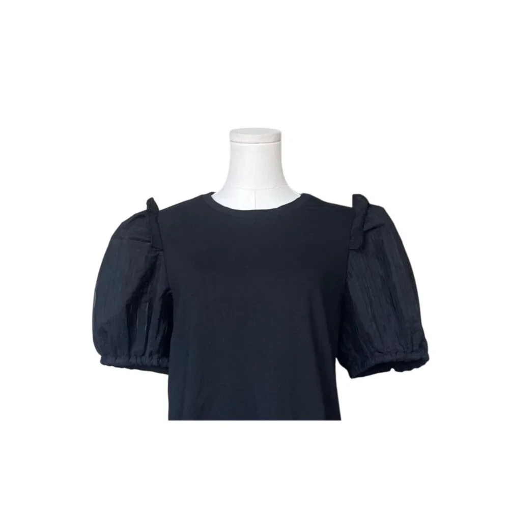 Express Womens Puff Sleeve Peasant Top Size L NWT Cotton Cottagecore Lagenlook - Picture 2 of 11
